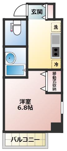 VERONA府中LUSSO(1K/4階)の間取り写真