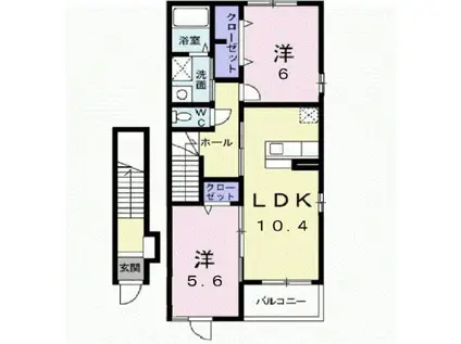 スカイフィールド・アサカC(2LDK/2階)の間取り写真
