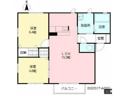 サニーコートYA II(2LDK/2階)の間取り写真