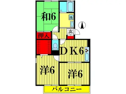 ウエストシティIII(3DK/3階)の間取り写真