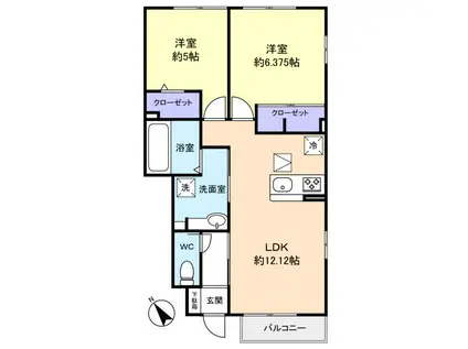 エアナス(2LDK/1階)の間取り写真