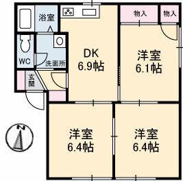 エステートK(3DK/1階)の間取り写真