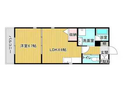 コーポ北山(1LDK/1階)の間取り写真