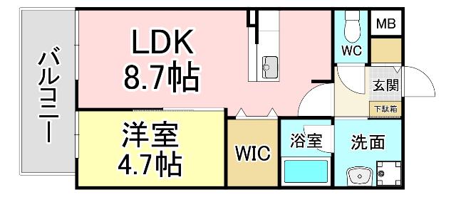 四季荘(1LDK/4階)の間取り写真