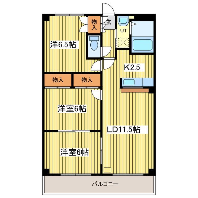 元町ガーデン(3LDK/7階)の間取り写真