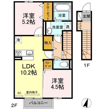 グラン フィオーレ(2LDK/2階)の間取り写真