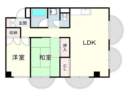 メゾン上甲東園(2LDK/2階)の間取り写真