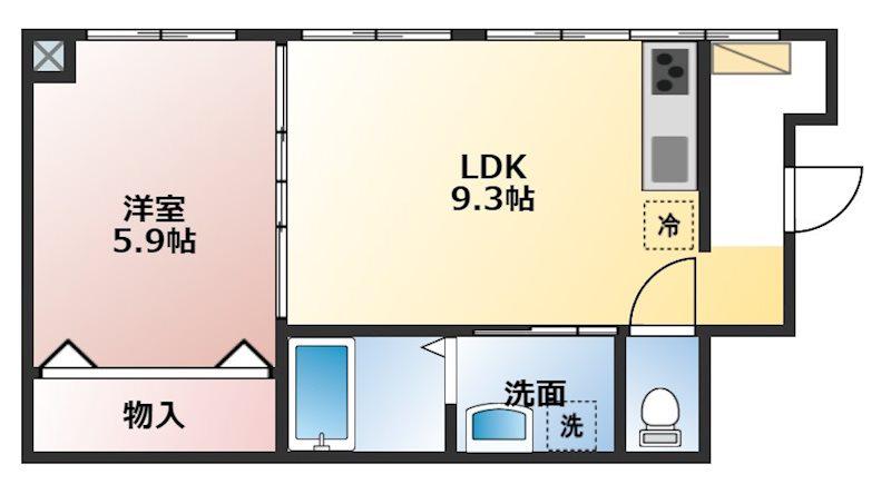 メゾン清水町(1LDK/2階)の間取り写真
