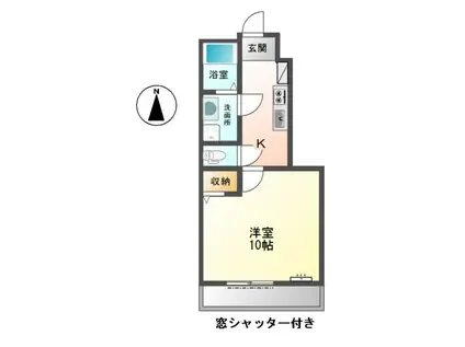 メルヴェールA(1K/1階)の間取り写真