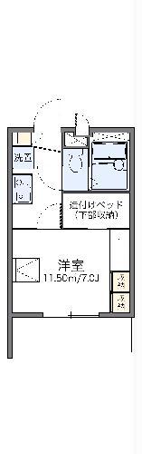 レオパレスゆう(1K/1階)の間取り写真