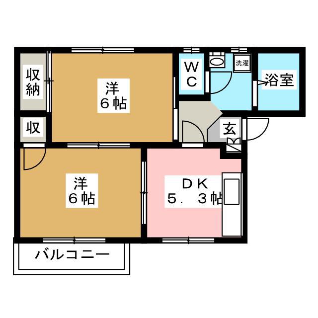 タウニィ宮沖 A(2K/1階)の間取り写真