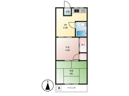 第1竹雪コーポ(2DK/2階)の間取り写真