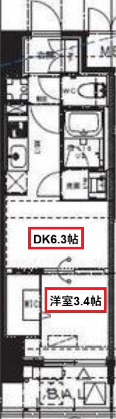 ALIVIS九条(1DK/7階)の間取り写真