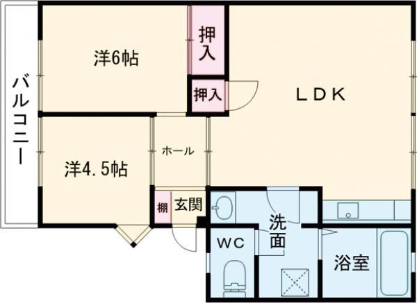 グレースコーポ合川A・B棟(2LDK/1階)の間取り写真