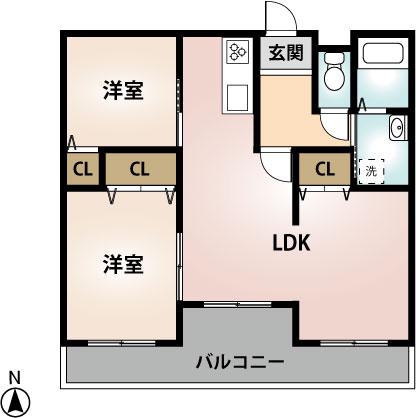 第1コーポ(2LDK/2階)の間取り写真