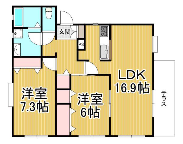 神園町メゾン(2LDK/1階)の間取り写真
