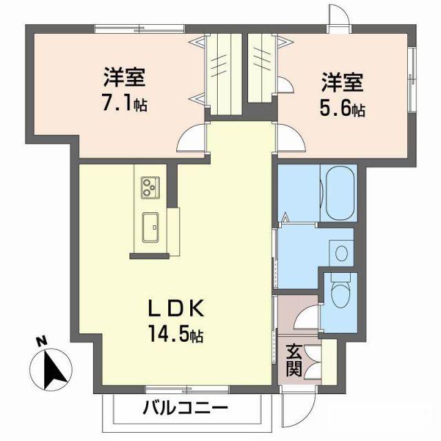 アラヴェール(2LDK/1階)の間取り写真