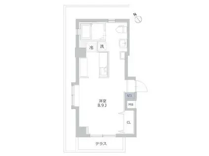 マーサ・プレアマールK(1K/1階)の間取り写真