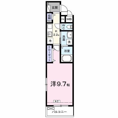 フィオーレ林町(1K/2階)の間取り写真