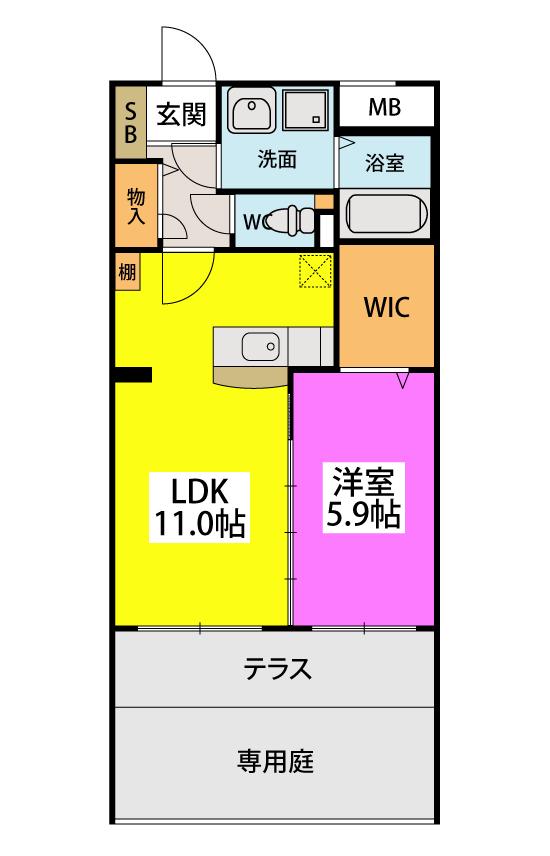 エクレール(1LDK/1階)の間取り写真