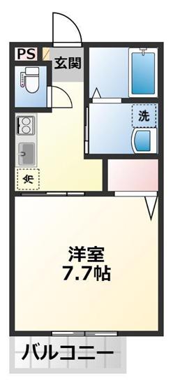 G ハイツ(1K/1階)の間取り写真