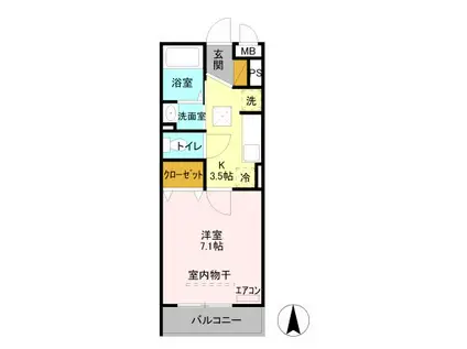 オークヒル大成(1K/1階)の間取り写真