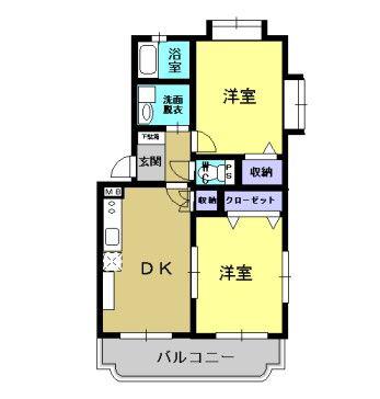 コーポラス桜(2DK/2階)の間取り写真