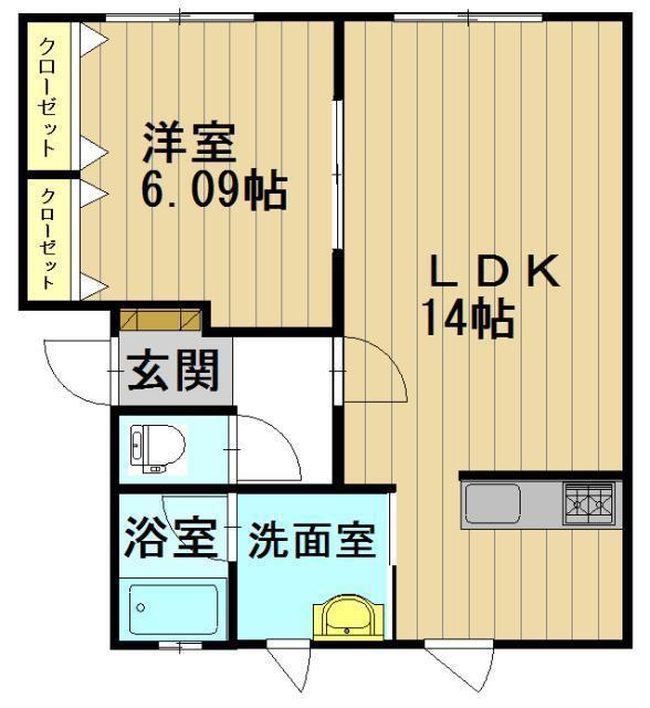 サンタモニカ(1LDK/1階)の間取り写真