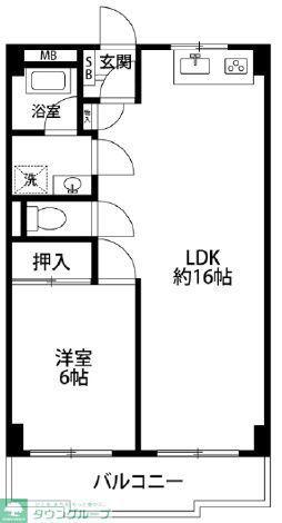 パークサイド東和(1LDK/2階)の間取り写真