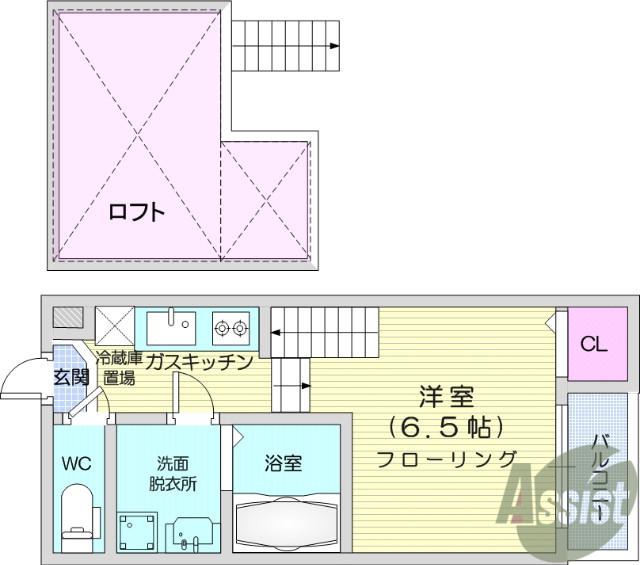 KMDハウス(1K/1階)の間取り写真