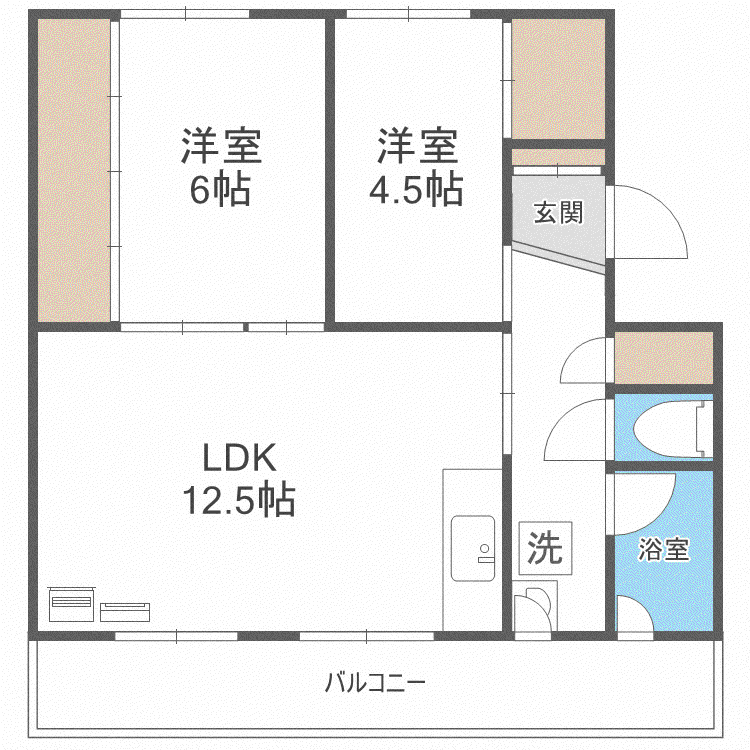 ビレッジハウス潮見ヶ丘1号棟(2LDK/5階)の間取り写真