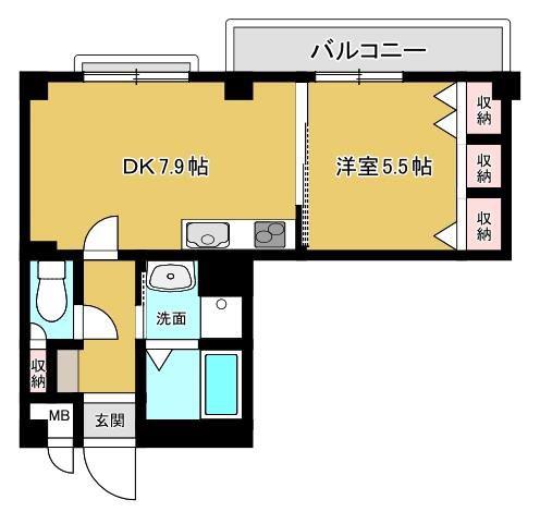 MAISON ASAHI(1DK/3階)の間取り写真