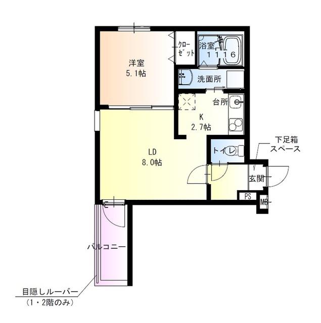 フジパレス津久野東(1LDK/1階)の間取り写真