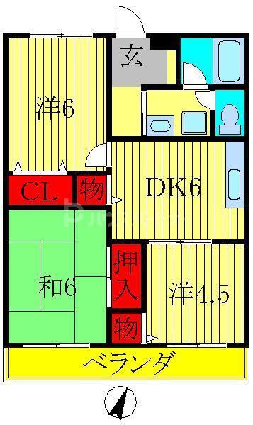 松丸第二コーポラス(3DK/2階)の間取り写真