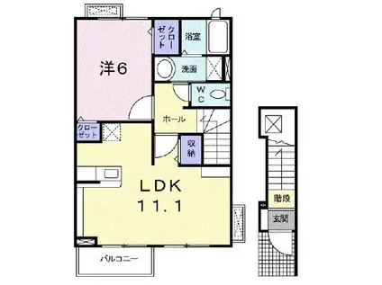 サニーソレイユ(1LDK/2階)の間取り写真