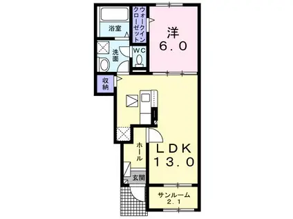 アーデントII(1LDK/1階)の間取り写真