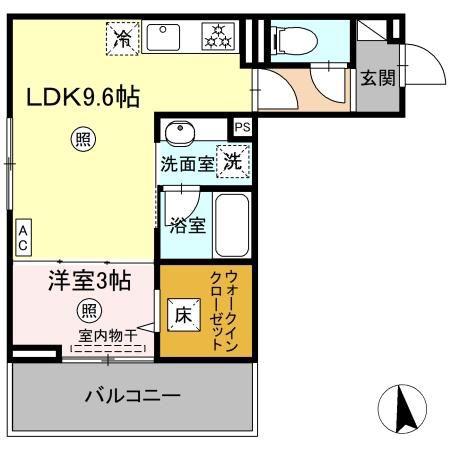 D-ROOM西町(1LDK/1階)の間取り写真