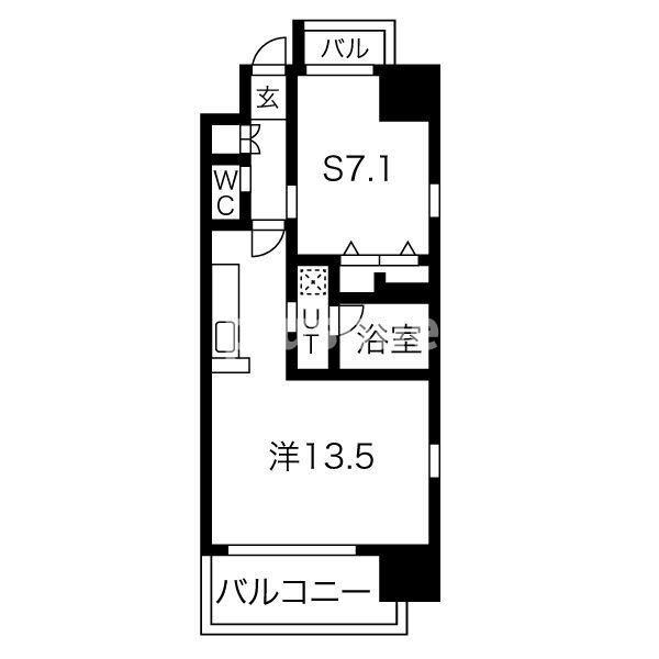 グランカーサ難波元町(1LDK/14階)の間取り写真