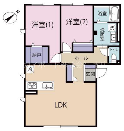 GRAND HILL 清水 I(2LDK/1階)の間取り写真