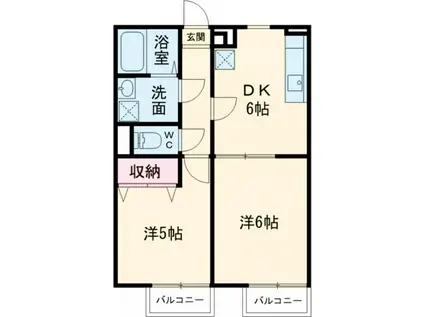 プレジール門前(2DK/1階)の間取り写真