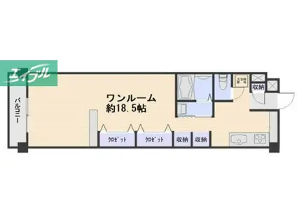 岡山スタービル(ワンルーム/3階)の間取り写真