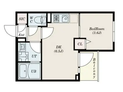 ルネサンスコート自由が丘(1DK/3階)の間取り写真