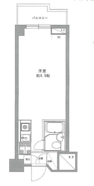 三越ゼームス坂マンション(ワンルーム/1階)の間取り写真