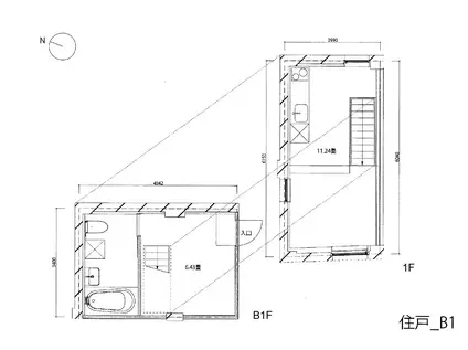 双葉町のアパートメント(1LDK/1階)の間取り写真
