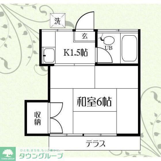 ロッキーハイツ(1K/2階)の間取り写真