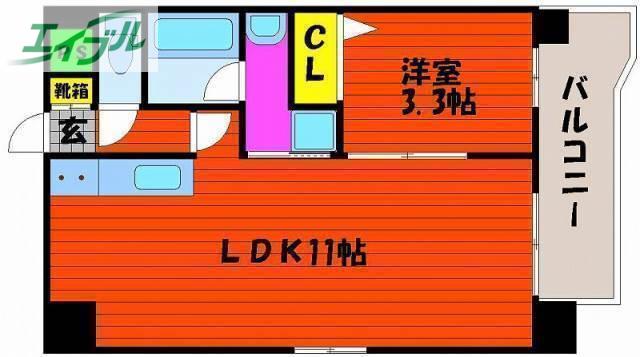 ピュア京橋(1LDK/7階)の間取り写真