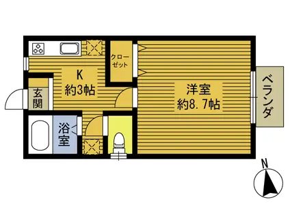 エスポワール安岐III(1K/2階)の間取り写真