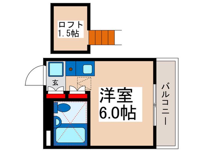 コオポスアペアI(ワンルーム/1階)の間取り写真