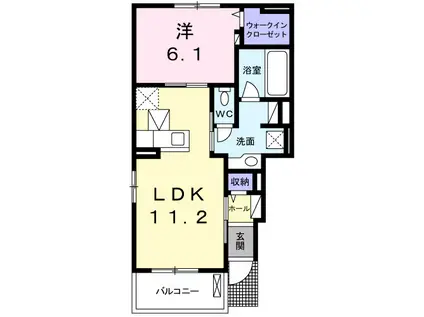 シアフル(1LDK/1階)の間取り写真