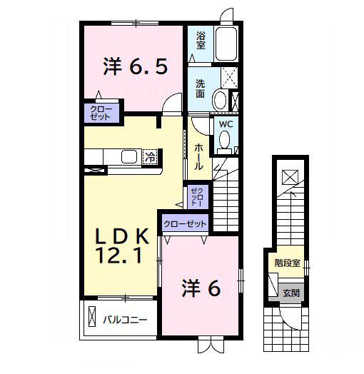 サンウエスト(2LDK/2階)の間取り写真